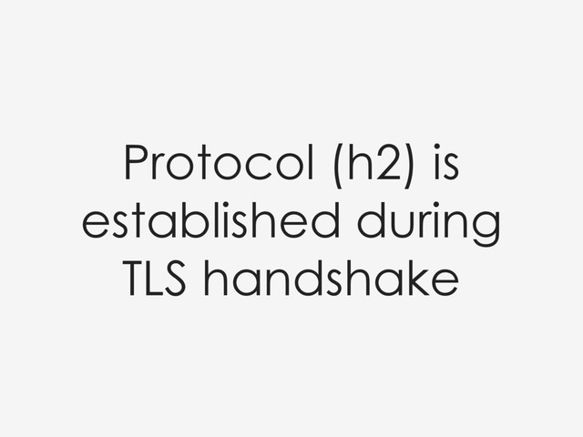 Protocol (h2) is
established during
TLS handshake
