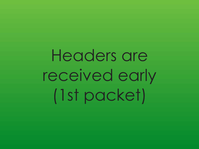 Headers are
received early
(1st packet)
