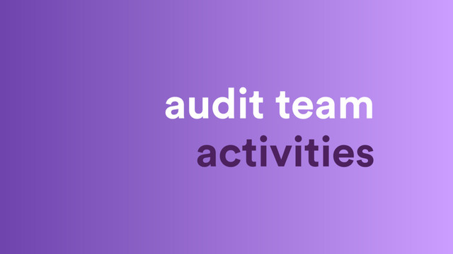 audit team
activities
