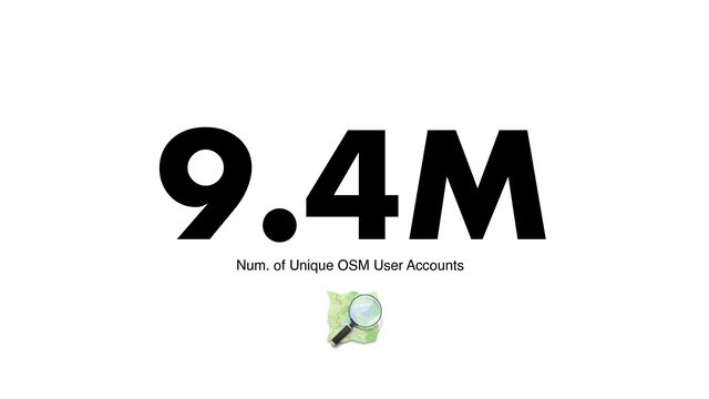 9.4M
Num. of Unique OSM User Accounts

