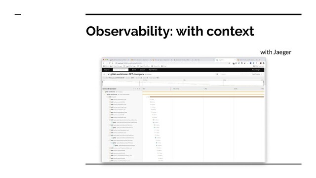 Observability: with context
with Jaeger
