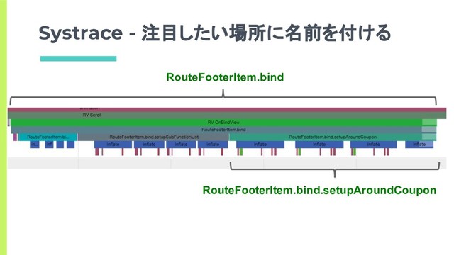 Systrace - 注目したい場所に名前を付ける
RouteFooterItem.bind
RouteFooterItem.bind.setupAroundCoupon
