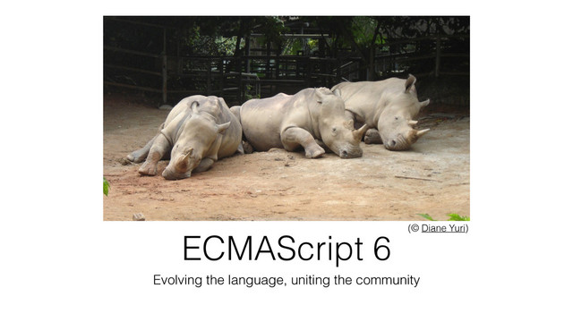 ECMAScript 6
Evolving the language, uniting the community
(© Diane Yuri)
