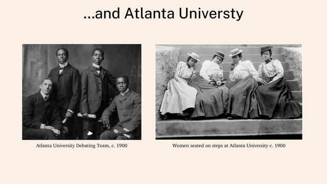 …and Atlanta Universty
Atlanta University Debating Team, c. 1900 Women seated on steps at Atlanta University c. 1900
