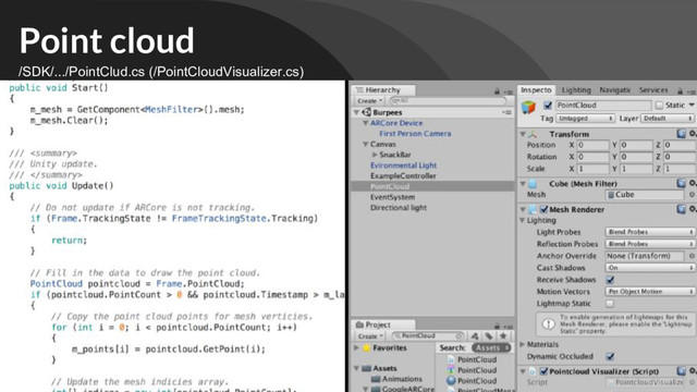 Point cloud
/SDK/.../PointClud.cs (/PointCloudVisualizer.cs)
