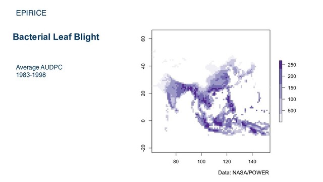 Bacterial Leaf Blight
Average AUDPC
1983-1998
EPIRICE
Data: NASA/POWER
