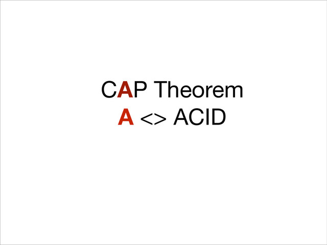 CAP Theorem

A <> ACID
