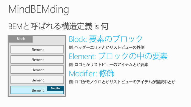 Element
Element
Element
Element
Element
Block:
Element:
Modifier:
