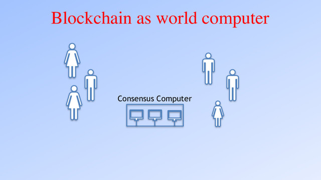 Blockchain as world computer
Consensus Computer
