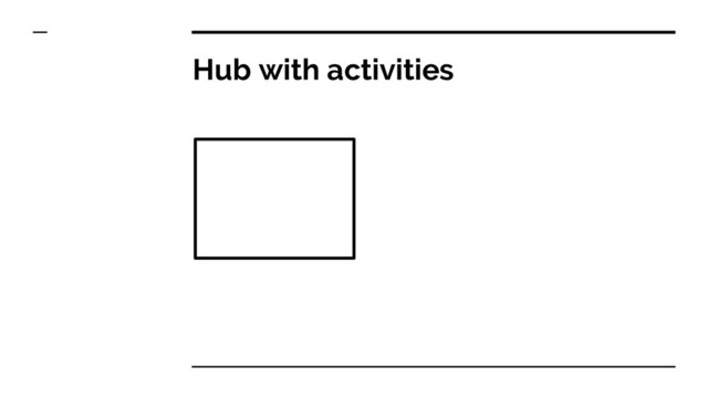 Hub with activities
