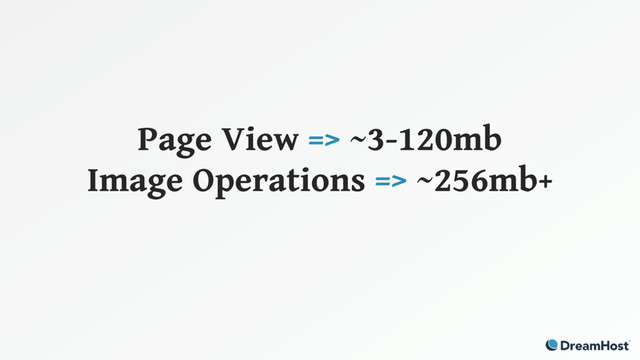 Page View => ~3-120mb
Image Operations => ~256mb+
