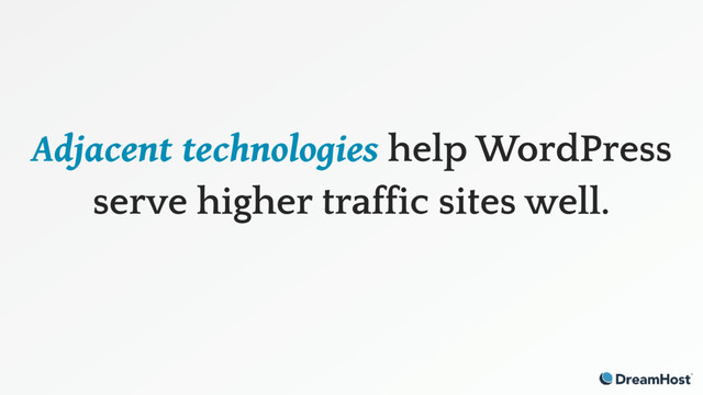 Adjacent technologies help WordPress
serve higher traffic sites well.
