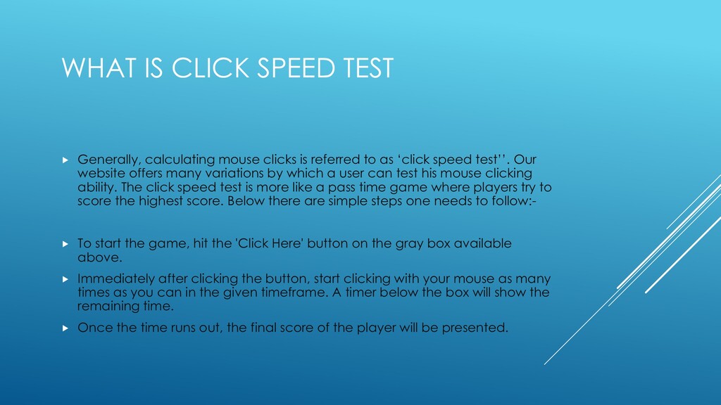 Click Speed Test - check click per seconds - Speaker Deck