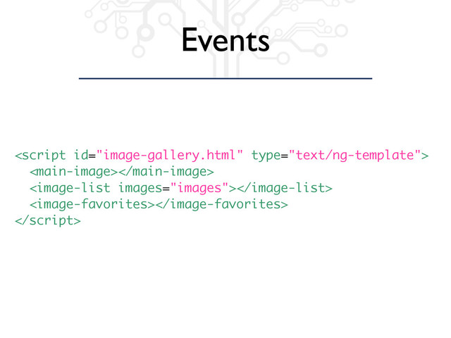 Events

<main-image></main-image>
<image-list images="images"></image-list>
<image-favorites></image-favorites>

