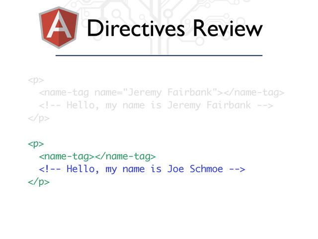 Directives Review
<p>


</p>
<p>


</p>
