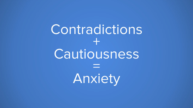 Contradictions
+
Cautiousness
=
Anxiety
