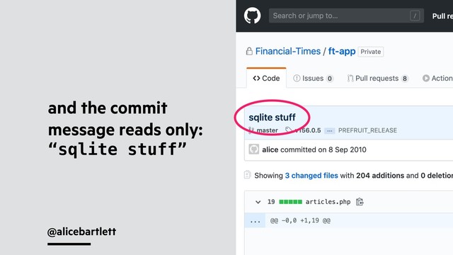 @alicebartlett
and the commit
message reads only:
“sqlite stuff”
