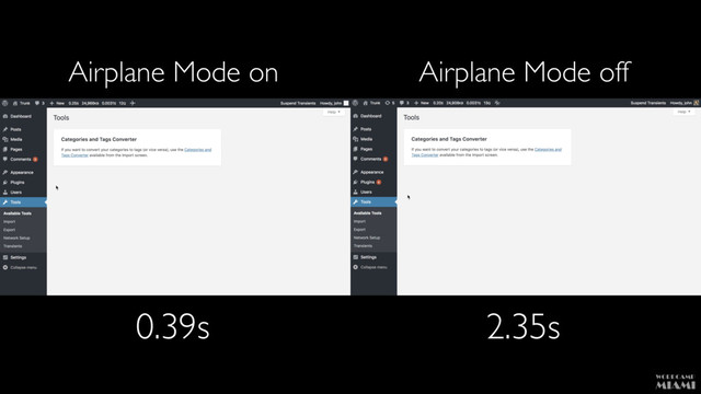 Airplane Mode on Airplane Mode off
0.39s 2.35s
