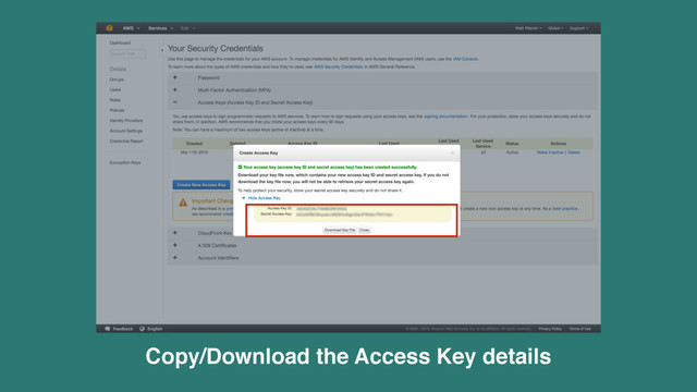 Copy/Download the Access Key details
