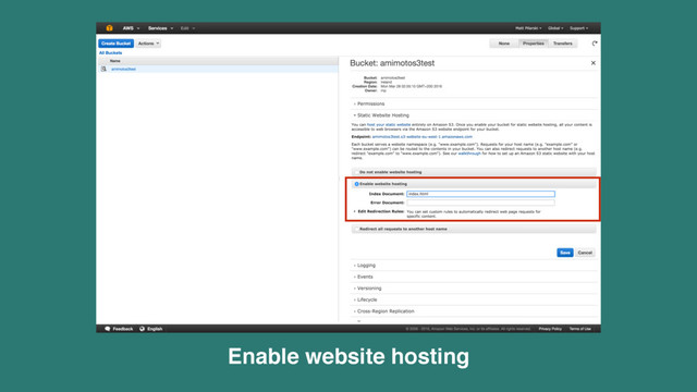 Enable website hosting
