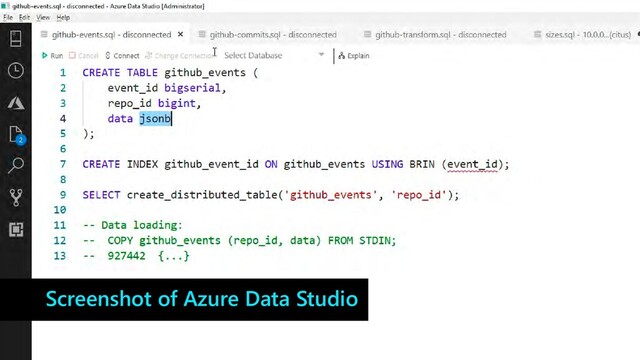 Screenshot of Azure Data Studio

