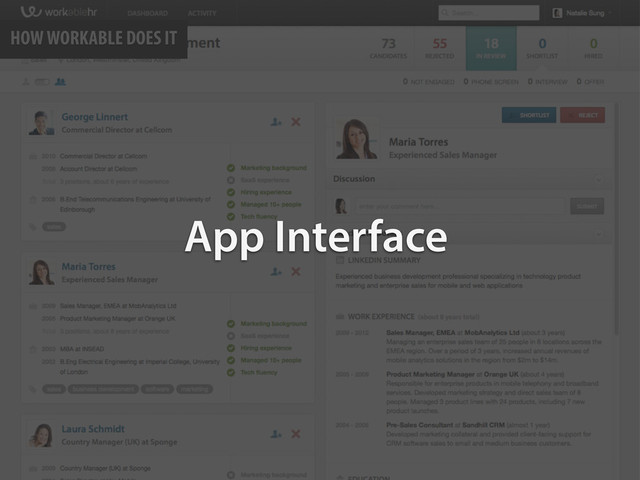 HOW WORKABLE DOES IT
App Interface
