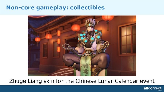 Non-core gameplay: collectibles
Zhuge Liang skin for the Chinese Lunar Calendar event
