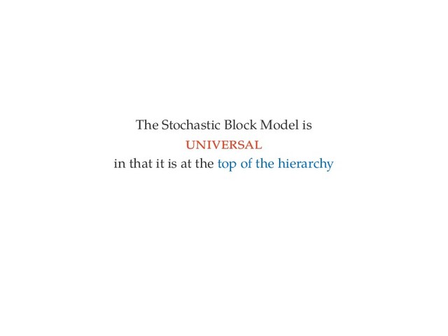 The Stochastic Block Model is
in that it is at the top of the hierarchy
