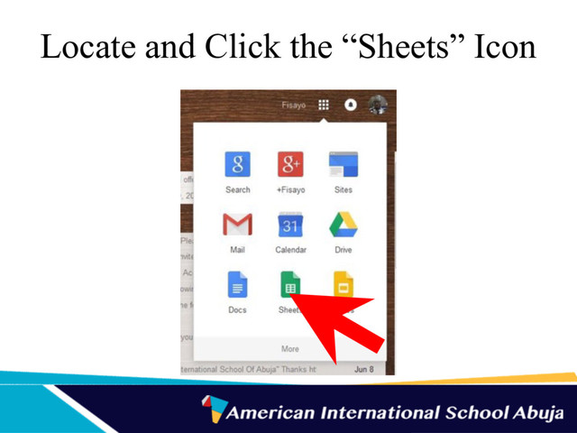 Locate and Click the “Sheets” Icon
