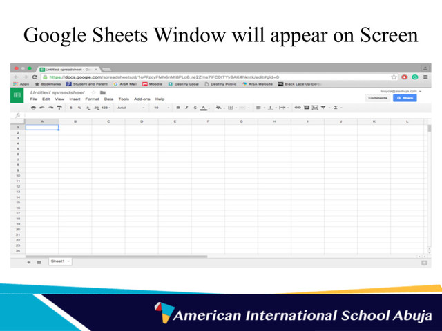 Google Sheets Window will appear on Screen
