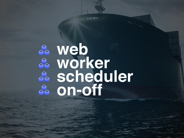 web!
worker!
scheduler!
on-off
