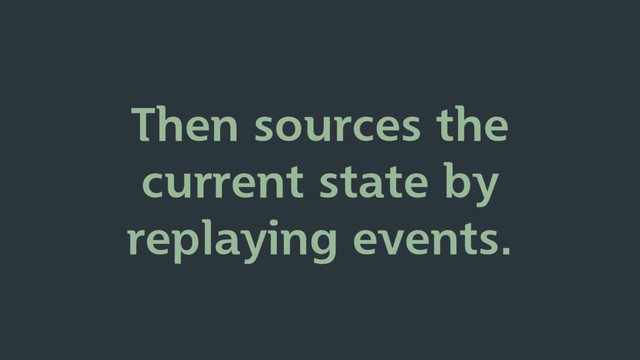 Then sources the
current state by
replaying events.
