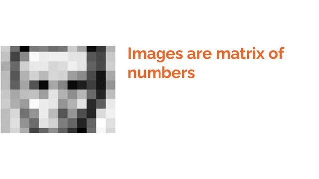Images are matrix of
numbers
