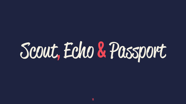Scout, Echo & Passport
16
