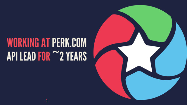WORKING AT PERK.COM
API LEAD FOR ~2 YEARS
5
