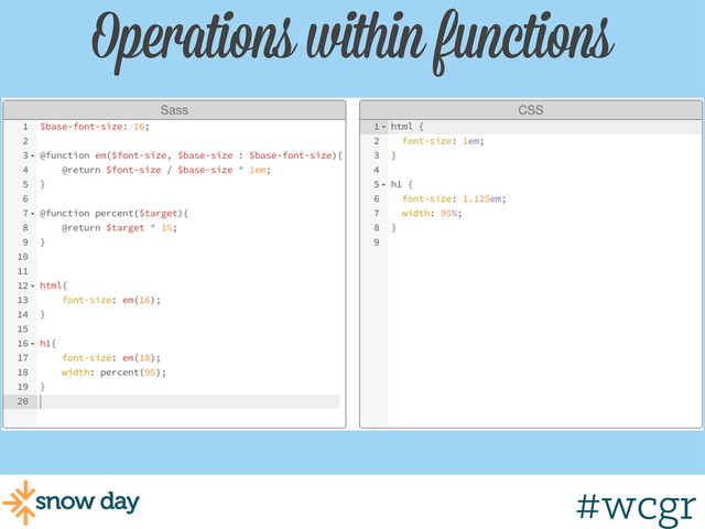 #wcgr
Operations within functions
