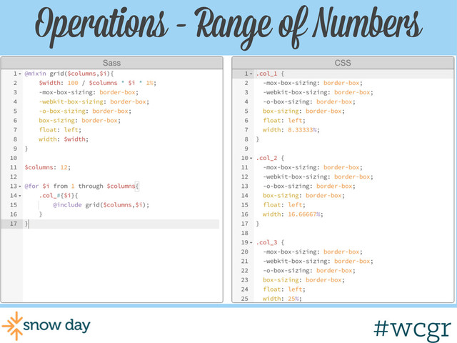#wcgr
Operations - Range of Numbers
#wcgr
