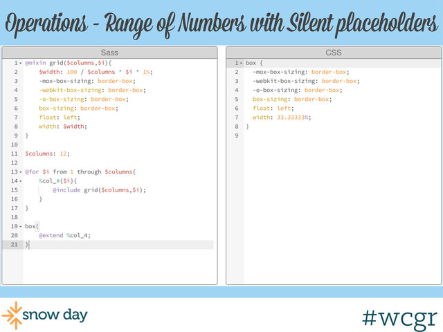 #wcgr
Operations - Range of Numbers with Silent placeholders
#wcgr
