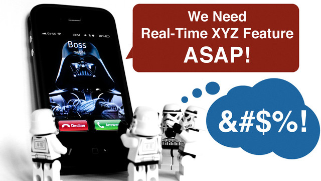 We Need !
Real-Time XYZ Feature!
ASAP!
$%!
