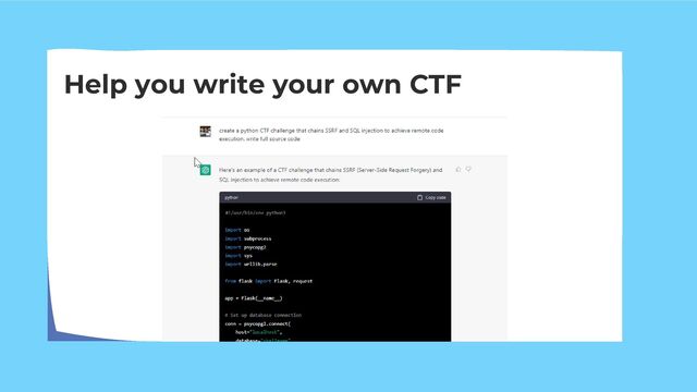 Help you write your own CTF
