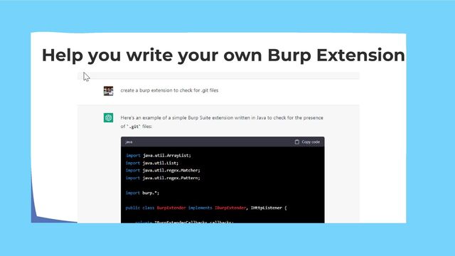 Help you write your own Burp Extension

