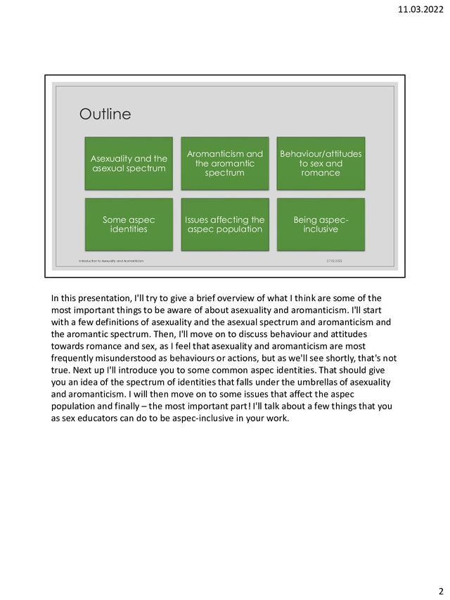 An Introduction To Asexuality And Aromanticism Presentation And Notes