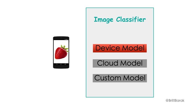 Image Classifier
Device Model
Cloud Model
Custom Model
@BrittBarak
