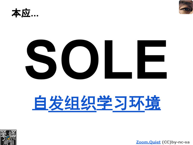 Zoom.Quiet (CC)by-nc-sa
本应...
SOLE
自发组织学习环境
