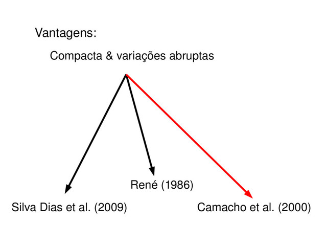 Vantagens:
Compacta & variações abruptas
Silva Dias et al. (2009)
René (1986)
Camacho et al. (2000)
