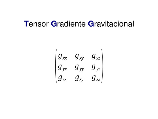 Tensor Gradiente Gravitacional
(g
xx
g
xy
g
xz
g
yx
g
yy
g
yz
g
zx
g
zy
g
zz
)

