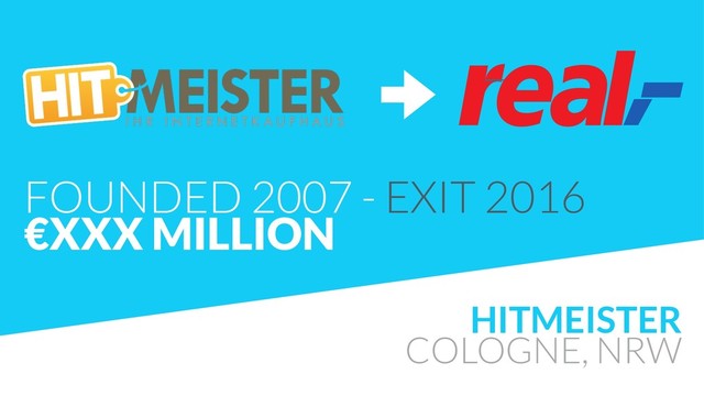 HITMEISTER
COLOGNE, NRW
FOUNDED 2007 - EXIT 2016
€XXX MILLION
