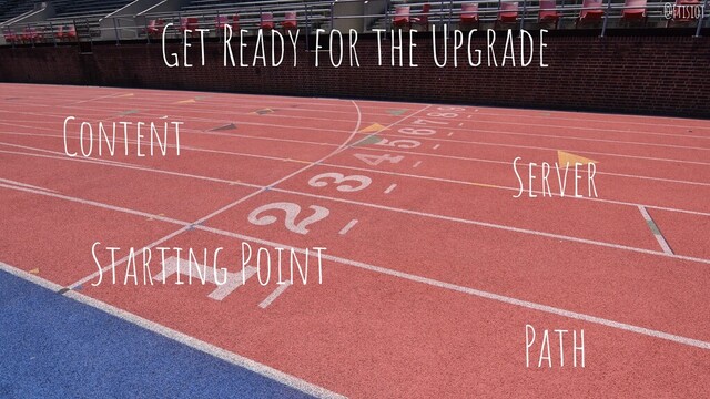 Get Ready for the Upgrade
Content
Server
Starting Point
Path
@Ftisiot
