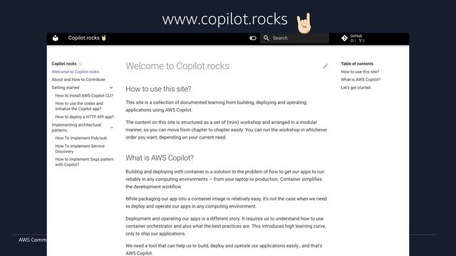 AWS Community
www.copilot.rocks 🤘
