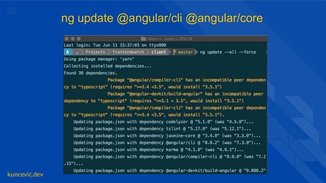 kuncevic.dev
ng update @angular/cli @angular/core
